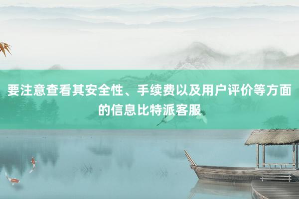 要注意查看其安全性、手续费以及用户评价等方面的信息比特派客服