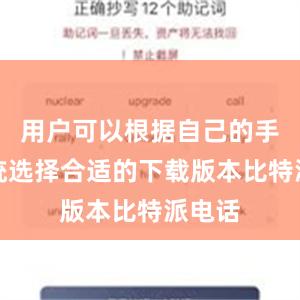 用户可以根据自己的手机系统选择合适的下载版本比特派电话