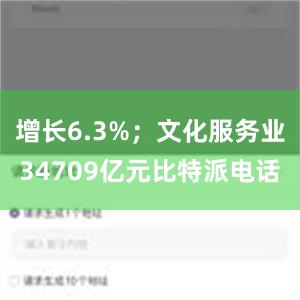 增长6.3%；文化服务业34709亿元比特派电话